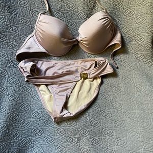 Victoria’s Secret 38D top size large bottom bikini tan colored